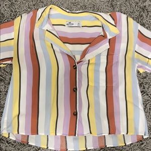 Button up crop tee